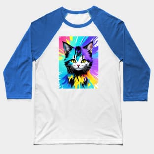 Cute Kitten Splash Painting Baseball T-Shirt